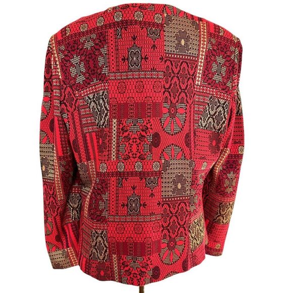 Vintage Tapestry Blazer Jacket Red Gold Statement Button Size 12 Made in USA - Picture 4 of 6